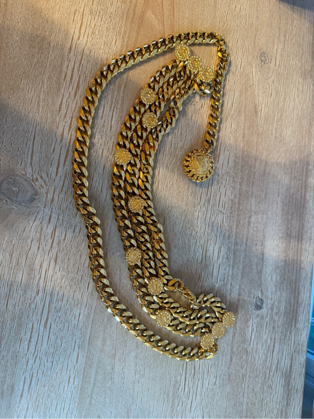 St. John Gold-Tone Multi-Chain Belt with Signature Medallions - Picture 10 of 10